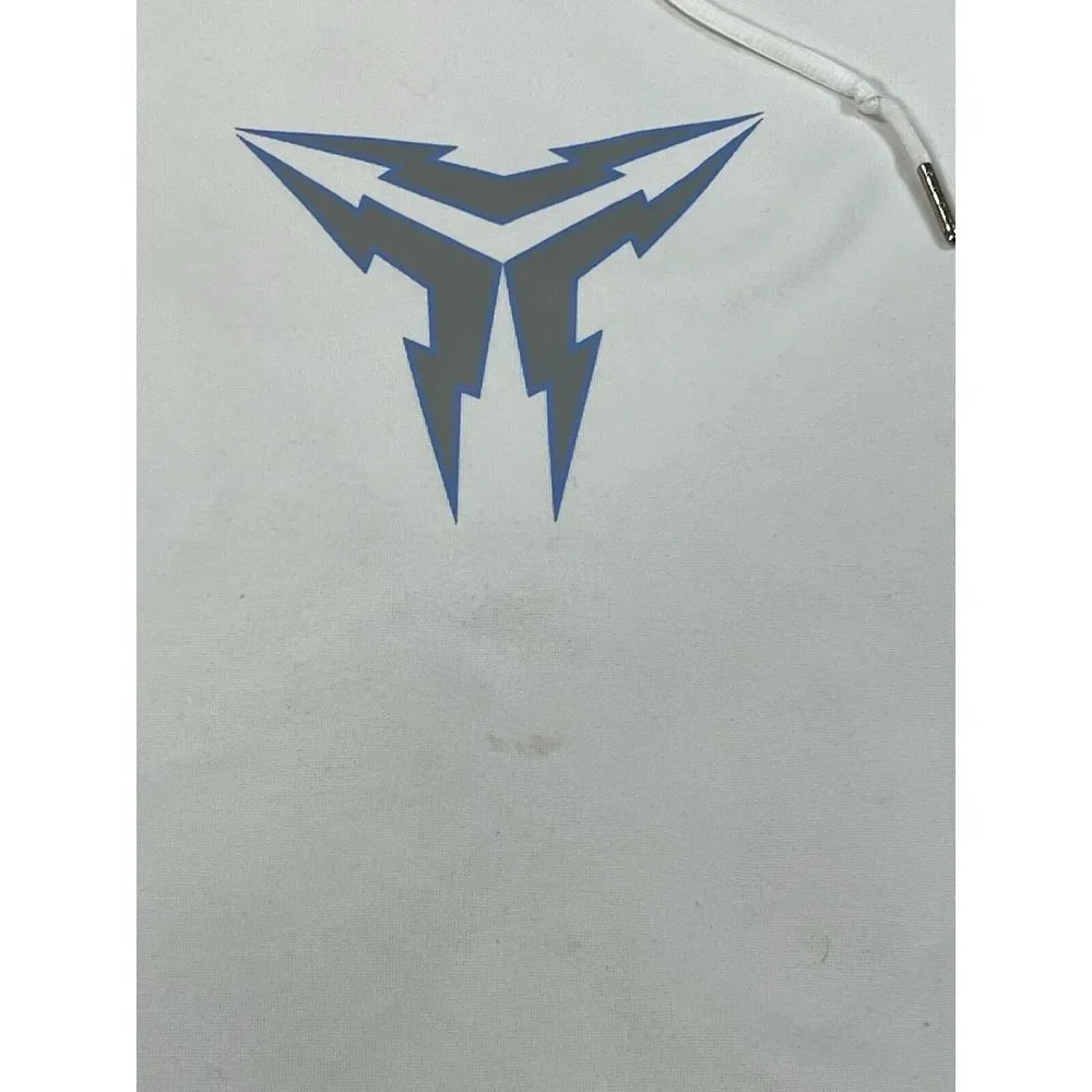 Vintage Nike Y2K White/Gray Hoodie Pullover Sweatshirt Gray Tag Mens Sz‎ LG